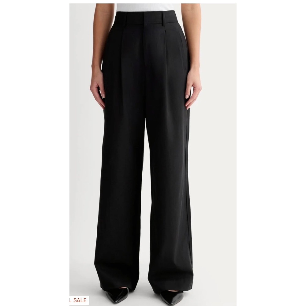 Everlane Womens The Draper Pleated Pant 4 Short Wide Leg High Rise Black Soft